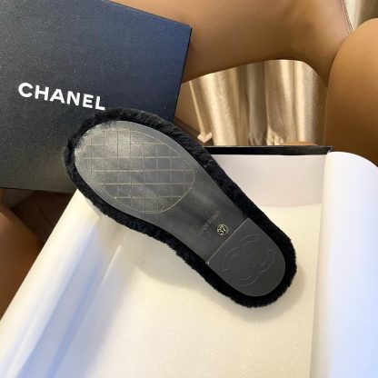 Chanel new black pure natural lambswool slippers - Image 9