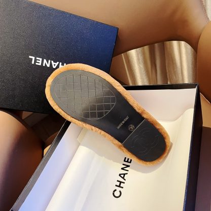 Chanel new coffee brown pure natural lambswool slippers - Image 9