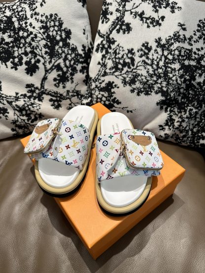 Louis Vuitton Couple's Small Backpack and Four-Color Slippers - Image 9