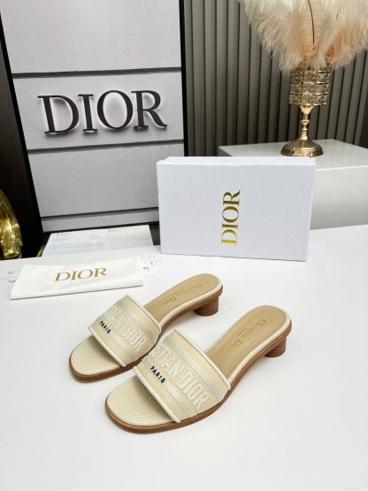 Dior monogram embroidered leather high-heeled sandals - Image 9