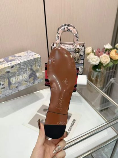 Dior embroidered letter flat slide sandals - Image 9