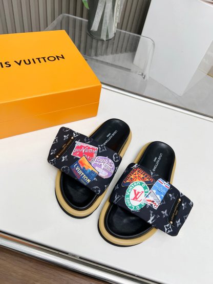 Louis Vuitton embossed logo slippers Pool Pillow Comfort flat slides - Image 9