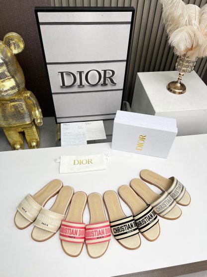 Dior Women's Monogram Embroidered Slippers - Image 9
