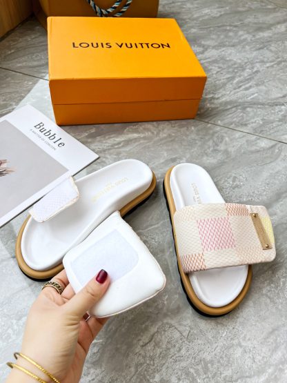 Louis Vuitton embossed logo slippers Pool Pillow Comfort flat slides - Image 8