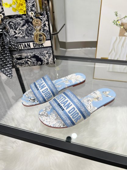 Dior Women's Monogram Embroidered Leather Slippers - Image 9