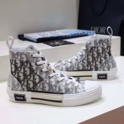 Dior Matte Pearl Glitter PVC Semi-Transparent Panel High-Top Casual Sneakers - Image 9