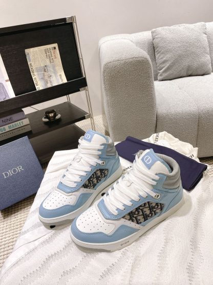 Dior Light Blue High-Top B27 Couple Casual Shoes - Image 9