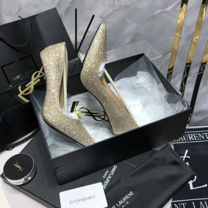 Ysl Elegant Full Diamond Crystal High Heels - Image 8