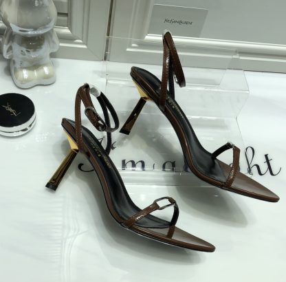 Ysl luxury metal heel sandals elegant high heels - Image 8