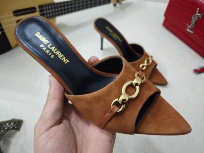 Ysl stiletto high-heeled sandals with Ysl logo - Image 8