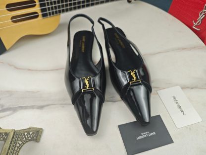 Ysl patent leather shiny flat heel ysl sandals - Image 8