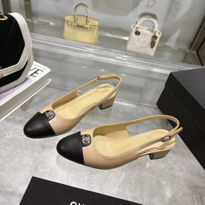 Chanel Spring and Summer Apricot New Comfort Low Heel Sandals Heel Height 3.5cm - Image 9