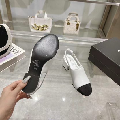 Chanel white spring and summer new classic imported sheepskin sandals heel height 5cm - Image 9