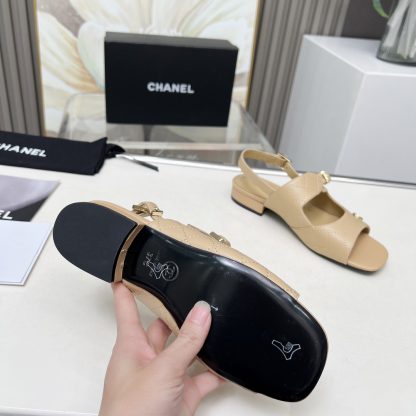Chanel Spring/Summer Dancing Shoes Collection Apricot Slim Sandals Heel Height 5cm - Image 9