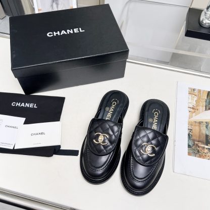 Chanel autumn and winter new goddess elegant temperament black half-slippers - Image 9