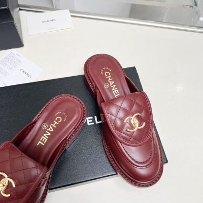 Chanel autumn and winter new goddess elegant temperament red half-slippers - Image 9