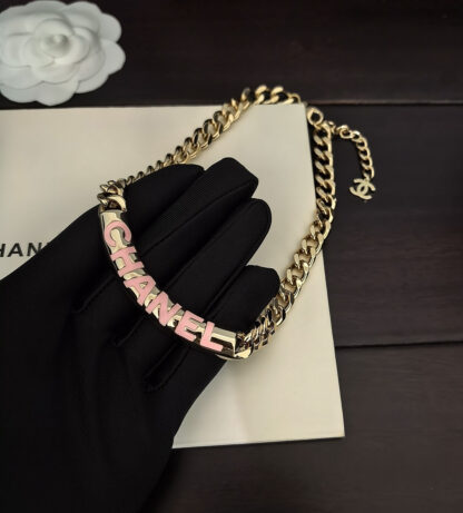 Chanel pink letter brand necklace - Image 2