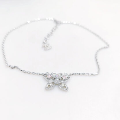 Chanel Pink Diamond White Gold Butterfly Necklace - Image 2