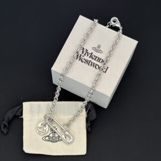 Vivienne Westwood safety pin smiley face necklace