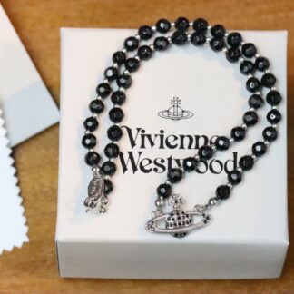 Vivienne Westwood Black Earth Star Glass Bead Necklace