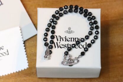 Vivienne Westwood Black Earth Star Glass Bead Necklace