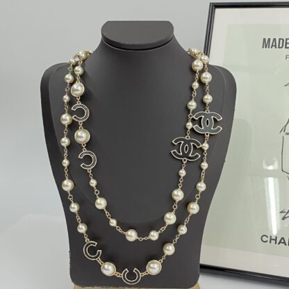 Chanel Black Enamel CC Pearl Necklace - Image 2