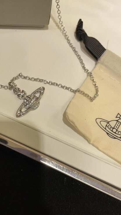 Vivienne Westwood classic full diamond Saturn pendant necklace