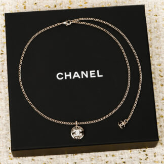 Chanel gold coin letter necklace