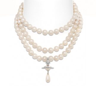Vivienne Westwood teardrop pendant three-layer pearl necklace