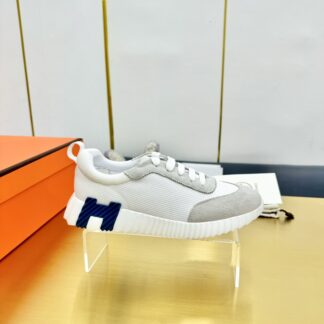 Hermès Spring and Summer Classic Couple Style Grey and Blue Colorblock Sports Casual Shoes