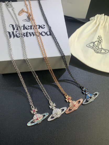 Vivienne Westwood Saturn full diamond necklace