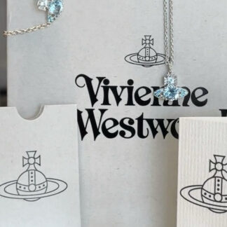 Vivienne Westwood Saturn necklace with blue diamonds