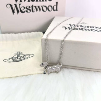 Vivienne Westwood puppy diamond Saturn enamel necklace