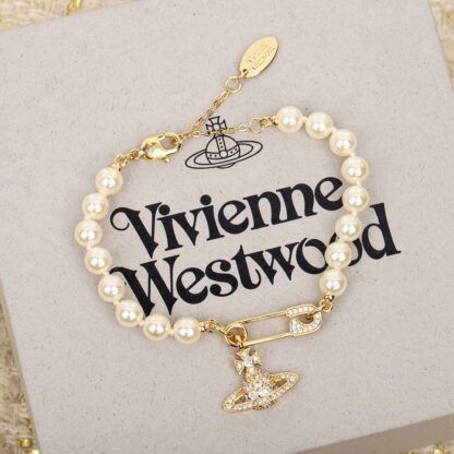 Vivienne Westwood Safety Pin Planet Pearl Bracelet