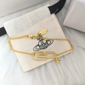 Vivienne Westwood Zircon Paperclip Saturn Bracelet