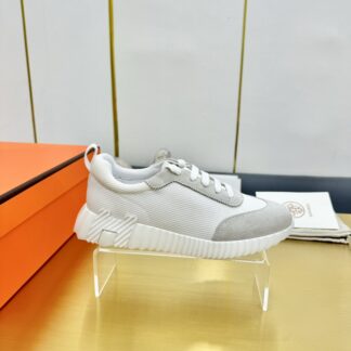 Hermès Spring and Summer Classic Couple Style British White and Gray Colorblock Sports Casual Shoes