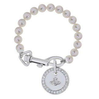 Vivienne Westwood zircon medal triangle clasp pearl bracelet