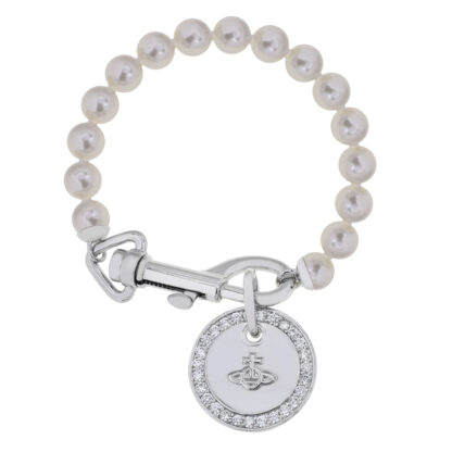 Vivienne Westwood zircon medal triangle clasp pearl bracelet