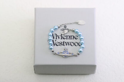 Vivienne Westwood Grey Blue Saturn Pearl Bracelet