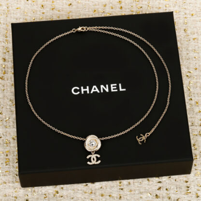Chanel brushed rotating thread button hanging double c necklace - Image 2