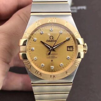 Omega Constellation Series Inter Gold Set with Diamonds Yellow Face