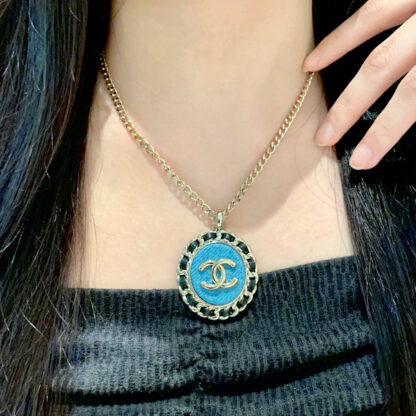 Chanel Denim Blue Double C Necklace - Image 2