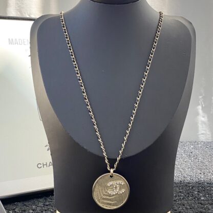 Chanel leather chain metal medal necklace - Image 2