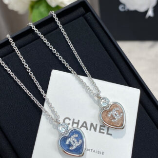 Chanel rhinestone heart necklace