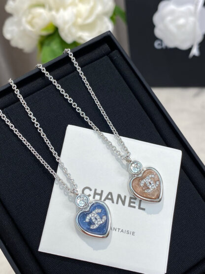 Chanel rhinestone heart necklace