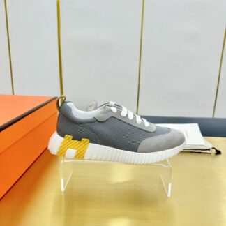 Hermès Spring and Summer Classic Couple Style British Gray and Yellow Colorblock Sports Casual Shoes