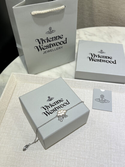 Vivienne Westwood Pearl Cloud Small Saturn Charm Bracelet