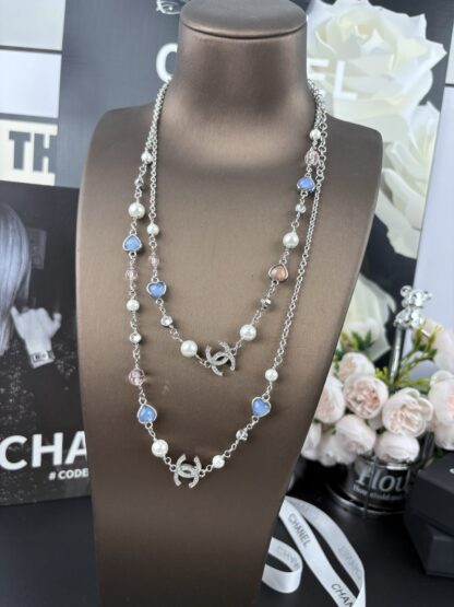 Chanel Transparent Rose Quartz Diamond Necklace - Image 2