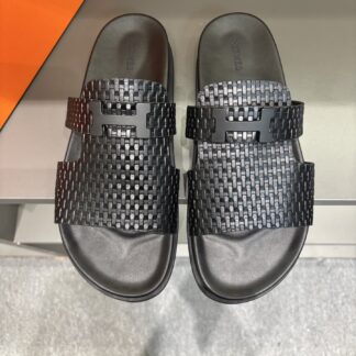 Hermes summer black pure handmade high-end sandals