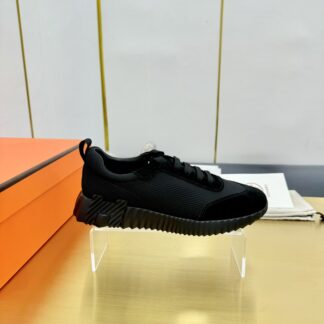 Hermes Spring and Summer Classic Couple British Pure Black Sports Casual Shoes